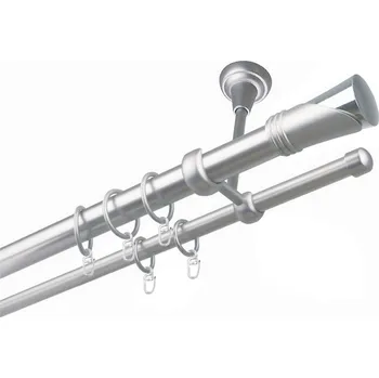 Garnýž kovová dvouřadá 25/16mm Duncan satina 110 cm (do stropu / kroužky s háčkem)