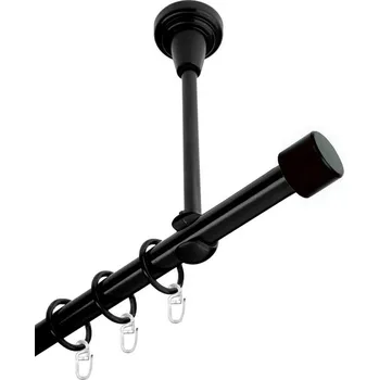 Garnýž Garnýž kovová jednořadá 19mm Pullo černá 100 cm (do stropu / kroužky s háčkem)