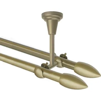 Garnýž Garnýž kovová dvouřadá 16mm Špice double zlatá antik 430 cm (do stropu / na tunýlek - bez kroužků)