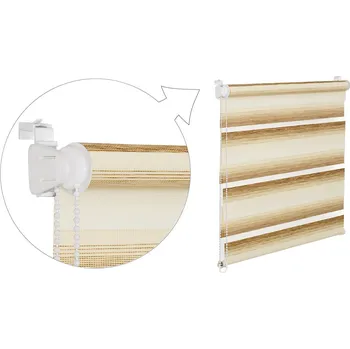 Roleta ZEBRA-SHOP Roleta DEN A NOC / MINI / RAINBOW / BÍLO-HNĚDÁ / BH 3101 Barva mechanizmu: hnědá, Výška: 150, Šířka: 103