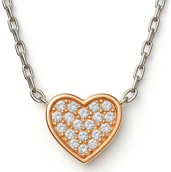 Náhrdelník Leru Drobný náhrdelník s pohyblivým srdcem bílé zlato a rosegold