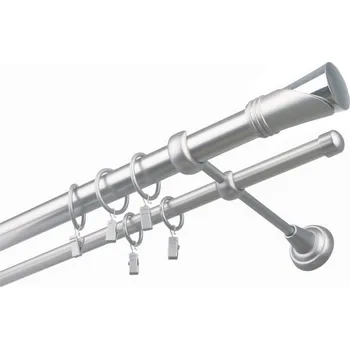 Garnýž Garnýž kovová dvouřadá 25/16mm Duncan satina 470 cm (do stěny / kroužky s žabkou)