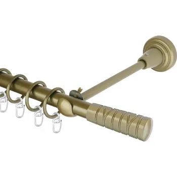 Garnýž Garnýž kovová jednořadá 16mm Torino zlatá antik 260 cm (do stěny / kroužky s háčkem)