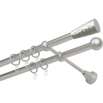 Garnýž Garnýž kovová dvouřadá 16mm Sevilla satina 410 cm (do stěny / kroužky s háčkem)