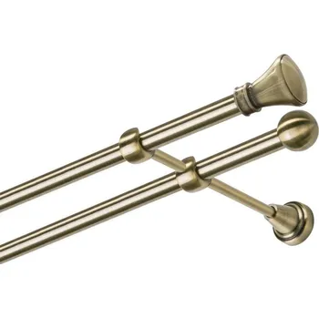 Garnýž Garnýž kovová dvouřadá 16mm Koloseo mosaz 150 cm (do stěny / na tunýlek - bez kroužků)