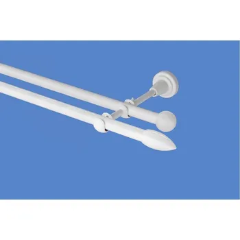 Garnýž Garnýž kovová dvouřadá 16mm Špice bílá 100 cm (do stěny / na tunýlek - bez kroužků)