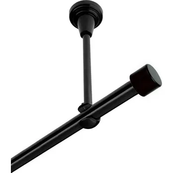 Garnýž Garnýž kovová jednořadá 19mm Pullo černá 220 cm (do stropu / na tunýlek - bez kroužků)