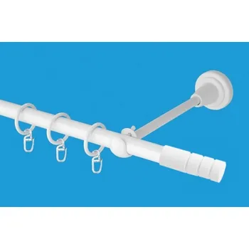 Garnýž Garnýž kovová jednořadá 19mm Techno bílá 110 cm (do stěny / kroužky s háčkem)