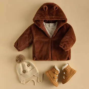 Dívčí bunda Reserved - Bunda s měkkou teddy podšívkou - tmavě hnědá - 199EX-89X - 199EX-89X-104