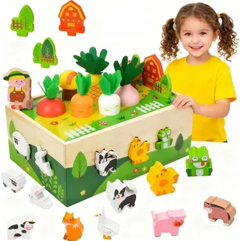 Dřevěná hračka Dřevěný Vkládací Sorter Mrkve Montessori Hračka