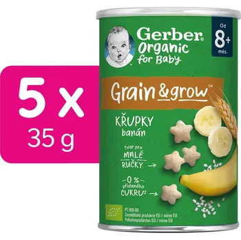 Slaná pochutina Gerber Organic křupky banánové 5 x 35 g
