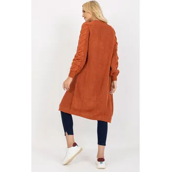 Dámský svetr Tmavě oranžový dlouhý oversize kardigan RUE PARIS Barva: tmavě oranžová, Velikost: ONE SIZE