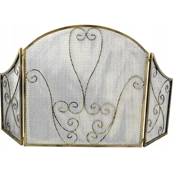 Paraván Ozdobný kovový kryt ke krbu paraván krbový černý se zlatou patinou