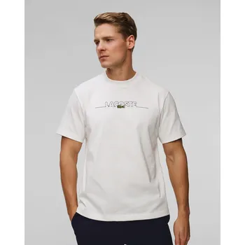 Pánské tričko Bavlněné Pánské Tričko Lacoste Th3836 V Bílé Barvě Th3836-70v