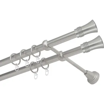 Garnýž Garnýž kovová dvouřadá 19mm Capri double satina 110 cm (do stěny / kroužky s háčkem)