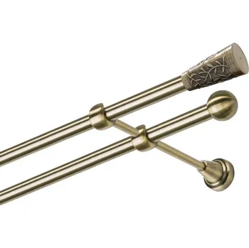 Garnýž Garnýž kovová dvouřadá 19mm Sevilla mosaz 130 cm (do stěny / na tunýlek - bez kroužků)