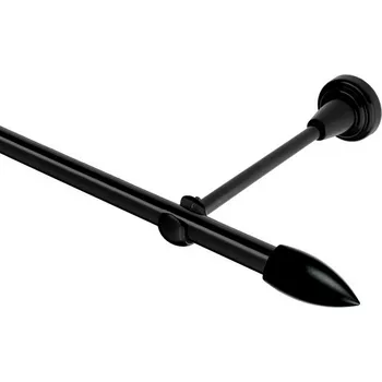 Garnýž Garnýž kovová jednořadá 16mm Špice černá 250 cm (do stěny / na tunýlek - bez kroužků)