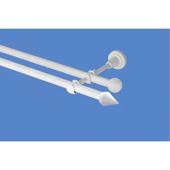 Garnýž kovová dvouřadá 16mm Hrot bílá 120 cm (do stěny / na tunýlek - bez kroužků)