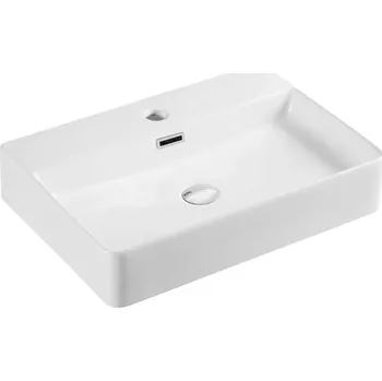 Umyvadlo BESTECO ORLO Keramické umyvadlo, nástěnné / na desku, s otvorem pro baterii, 60x42 cm