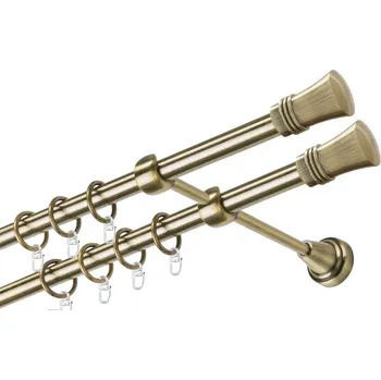 Garnýž Garnýž kovová dvouřadá 19mm Capri double mosaz 100 cm (do stěny / kroužky s háčkem)