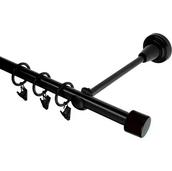 Garnýž Garnýž kovová jednořadá 16mm Pullo černá 410 cm (do stěny / kroužky s žabkou)