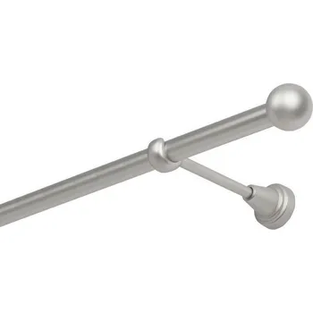 Garnýž kovová jednořadá 19mm Koule satina 190 cm (do stěny / na tunýlek - bez kroužků)