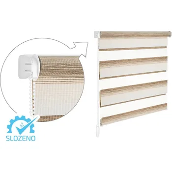 Roleta ZEBRA-SHOP Roleta DEN A NOC / KOMPLET / RAINBOW / BÍLO-HNĚDÁ / BH 3101 Výška: 220, Šířka: 37, Strana ovládání: vpravo