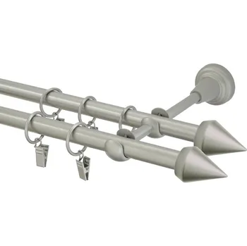 Garnýž Garnýž kovová dvouřadá 16mm Hrot double stříbrná mat 430 cm (do stěny / kroužky s žabkou)