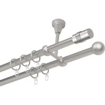 Garnýž Garnýž kovová dvouřadá 19mm Cylinder satina 200 cm (do stropu / kroužky s háčkem)