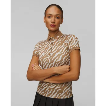 Dámská Funkční Polokošile J.lindeberg Tour Tech Print Polo V Bílém A Hnědém Barevném Provedení Gwjt11791-e378