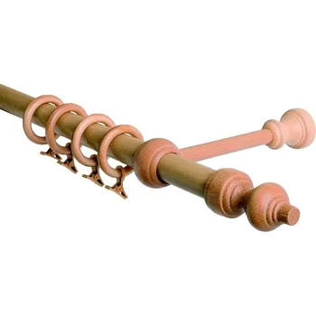 Garnýž Garnýž jednořadá 28mm odstín buk 340 cm (do stěny / kroužky s žabkou)