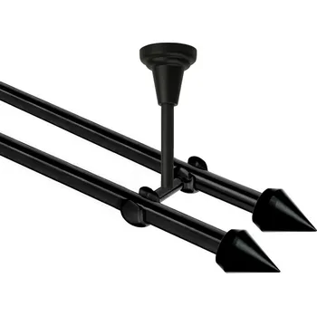 Garnýž kovová dvouřadá 16mm Hrot Double černá 120 cm (do stropu / na tunýlek - bez kroužků)