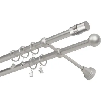 Garnýž Garnýž kovová dvouřadá 16mm Cylinder satina 110 cm (do stěny / kroužky s žabkou)