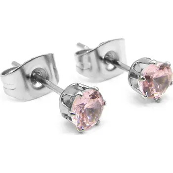 Náušnice Steel Jewelry Náušnice z Chirurgické oceli s kamínkem 0,4 cm růžové dárkové balení zdarma