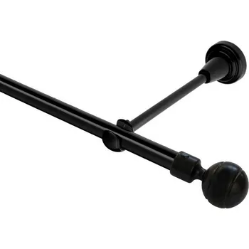 Garnýž Garnýž kovová jednořadá 16mm Paola černá 170 cm (do stěny / na tunýlek - bez kroužků)