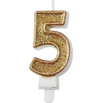 Dortová svíčka Svíčka číslice premium č. 5 zlatá 7.3cm