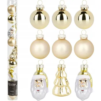 Vánoční dekorace 9x Vánoční Baňky VÁNOČNÍ ozdoby na stromeček nerozbitné ZLATÉ sada baněk na vánoční stromeček