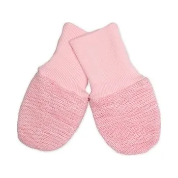 Pletené kojenecké rukavičky vel. 56/68 - 1 pár, růžový melírek; 56-68 (0-6 m); růžová; akryl, bavlna, elastan