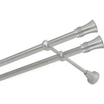 Garnýž kovová dvouřadá 16mm Capri double satina 120 cm (do stěny / na tunýlek - bez kroužků)