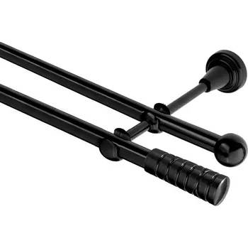 Garnýž Garnýž kovová dvouřadá 16mm Torino černá 350 cm (do stěny / na tunýlek - bez kroužků)