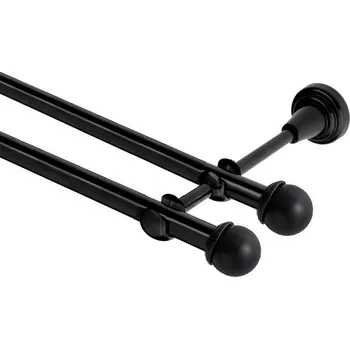 Garnýž Garnýž kovová dvouřadá 19mm Todi double černá 110 cm (do stěny / na tunýlek - bez kroužků)