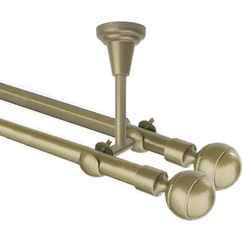 Garnýž Garnýž kovová dvouřadá 16mm Paola double zlatá antik 160 cm (do stropu / na tunýlek - bez kroužků)