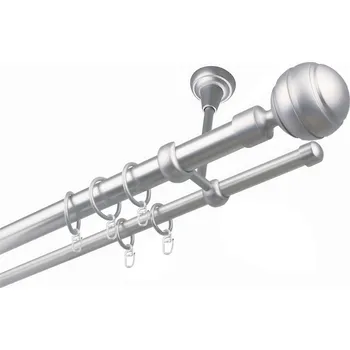 Garnýž kovová dvouřadá 25/16mm Paola satina 160 cm (do stropu / kroužky s háčkem)