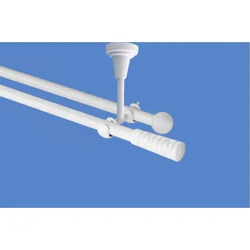 Garnýž Garnýž kovová dvouřadá 16mm Torino bílá 250 cm (do stropu / na tunýlek - bez kroužků)