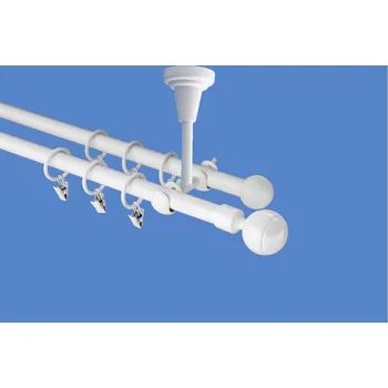 Garnýž Garnýž kovová dvouřadá 16mm Paola bílá 210 cm (do stropu / kroužky s žabkou)