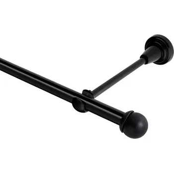 Garnýž kovová jednořadá 19mm Todi černá 140 cm (do stěny / na tunýlek - bez kroužků)