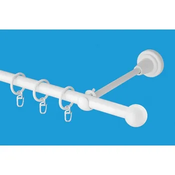 Garnýž Garnýž kovová jednořadá 16mm Koule bílá 260 cm (do stěny / kroužky s háčkem)