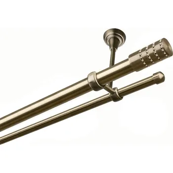 Garnýž Garnýž kovová dvouřadá 25/16mm Cylinder crystal mosaz 400 cm (do stropu / na tunýlek - bez kroužků)