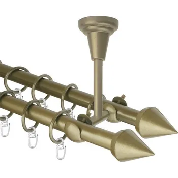 Garnýž Garnýž kovová dvouřadá 16mm Hrot double zlatá antik 120 cm (do stropu / kroužky s háčkem)