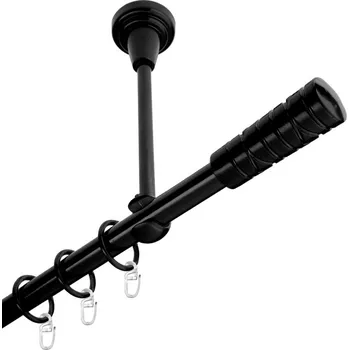 Garnýž Garnýž kovová jednořadá 16mm Torino černá 420 cm (do stropu / kroužky s háčkem)